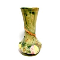 Weller Pottery Vase, Baldin Pattern, American Art Pottery, Vase with Apples and Leaves, 7 Inch