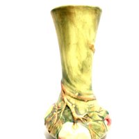 Weller Pottery Vase, Baldin Pattern, American Art Pottery, Vase with Apples and Leaves, 7 Inch