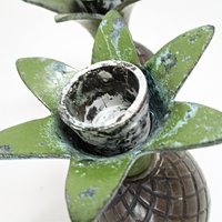 Pineapple Candleholders, Heavy Brass Candle Holders, Tropical Decor, Set of 2