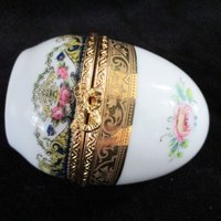 Imperial Limoges Egg Quartz Clock, Pink Florals, Ornate Gold Rims, Limoges Egg with Clock, Mothers Day Gift