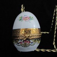 Imperial Limoges Egg Quartz Clock, Pink Florals, Ornate Gold Rims, Limoges Egg with Clock, Mothers Day Gift
