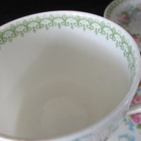 French Demitasse Cups and Saucers, Set of 2, France Depose, Tilden Thurberg Co, Providence Rhode Island, Pink Florals, Espresso Set