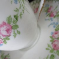 French Demitasse Cups and Saucers, Set of 2, France Depose, Tilden Thurberg Co, Providence Rhode Island, Pink Florals, Espresso Set