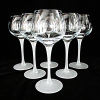 Red Wine Glasses, Set of 6, Wine Tasting, Long Slender, Frosted Stem, Balloon Shaped Bowl, Crystal Wine Glasses with Frosted Stems