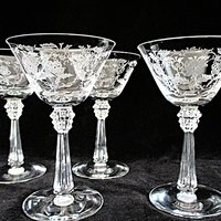 Fostoria Shirley Sherry Glasses, Set of 4, Small Wine Glasses, Crystal Stemware, Bridal or Wedding Gift, 2 Sets Avail