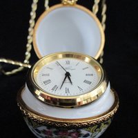 Imperial Limoges Egg Quartz Clock, Pink Florals, Ornate Gold Rims, Limoges Egg with Clock, Mothers Day Gift