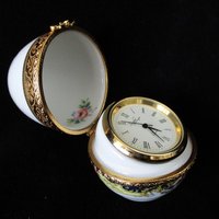 Imperial Limoges Egg Quartz Clock, Pink Florals, Ornate Gold Rims, Limoges Egg with Clock, Mothers Day Gift