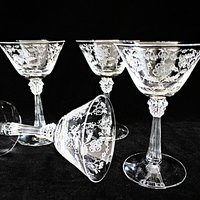 Fostoria Shirley Sherry Glasses, Set of 4, Small Wine Glasses, Crystal Stemware, Bridal or Wedding Gift, 2 Sets Avail