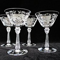 Fostoria Shirley Sherry Glasses, Set of 4, Small Wine Glasses, Crystal Stemware, Bridal or Wedding Gift, 2 Sets Avail