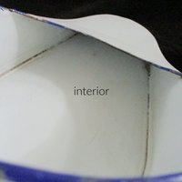 French Bedpan, White Enamelware, Blue Trim, Lidded, Large Handle. Ideal as Flower Pot, French Country Farmhouse Decor