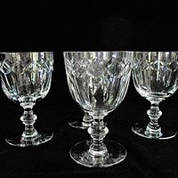 Tiffin 17394 Wine Glasses or Water Goblets, Cut Vertical and Crisscross, Set of 4, Wedding Gift