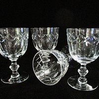 Tiffin 17394 Wine Glasses or Water Goblets, Cut Vertical and Crisscross, Set of 4, Wedding Gift
