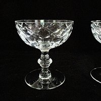 Tiffin Champagne or Martini Glasses, Sherberts, Cut Vertical and Crisscross, Set of 4, Wedding Gift