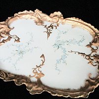 Limoges Dresser Set, 8pc, Limoges France, Powder Box, Pin Box, Candle Holder, Tray, Heavy Gold Gilt, Martial Redon, Anniversary Gift