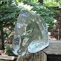 Horse Bookend, Glass Horse Head Paperweight, Heavy Bookend, Gift for Horse Lover