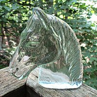 Horse Bookend, Glass Horse Head Paperweight, Heavy Bookend, Gift for Horse Lover