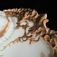 Limoges Dresser Set, 8pc, Limoges France, Powder Box, Pin Box, Candle Holder, Tray, Heavy Gold Gilt, Martial Redon, Anniversary Gift