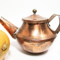 Childs Copper Tea Set, Toy Tea Pot, Sugar Bowl and Creamer, Miniature  Childs Sized Copper Coffee Set
