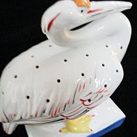 Mid Century Hor D Oeuvres Toothpick Holder, Heron Statue, Tropical Serving Piece or Decor, Cocktail Party Server, Japan