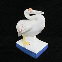 Mid Century Hor D Oeuvres Toothpick Holder, Heron Statue, Tropical Serving Piece or Decor, Cocktail Party Server, Japan