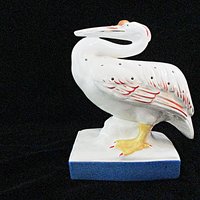 Mid Century Hor D Oeuvres Toothpick Holder, Heron Statue, Tropical Serving Piece or Decor, Cocktail Party Server, Japan