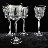 Mikasa Briarcliffe Stemware, Water Goblets, Set of 4, Platinum Trim Rim, Elegant Wedding Gift,  Bridal Stemware, Gift for Wine Lovers