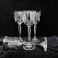 Mikasa Briarcliffe Stemware, Wine Glasses, Set of 4, Platinum Trim Rim, Elegant Wedding Gift,  Bridal Stemware, Gift for Wine Lovers