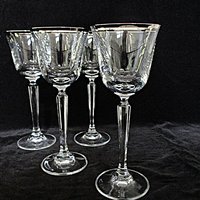 Mikasa Briarcliffe Stemware, Wine Glasses, Set of 4, Platinum Trim Rim, Elegant Wedding Gift,  Bridal Stemware, Gift for Wine Lovers
