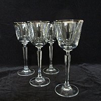 Mikasa Briarcliffe Stemware, Wine Glasses, Set of 4, Platinum Trim Rim, Elegant Wedding Gift,  Bridal Stemware, Gift for Wine Lovers
