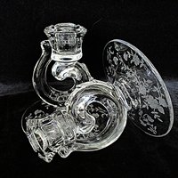 Fostoria Bouquet, Candle Holders, Set of 2, Etched Crystal, Bridal Table, Wedding Shower Decor