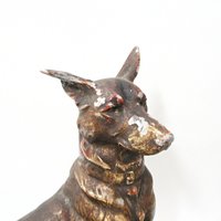 Bronze German Shepherd Dog, M Fiot, Antique Bookend or Figurine, Marked M Fiot, French Sculptor, 1920s
