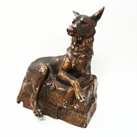 Bronze German Shepherd Dog, M Fiot, Antique Bookend or Figurine, Marked M Fiot, French Sculptor, 1920s