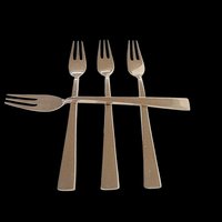 Mid Century Cocktail Forks, Bronze Nickel Brass, Modern Danish, Minimalist Silverware, Set of 4
