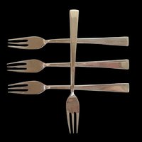 Mid Century Cocktail Forks, Bronze Nickel Brass, Modern Danish, Minimalist Silverware, Set of 4
