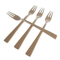 Mid Century Cocktail Forks, Bronze Nickel Brass, Modern Danish, Minimalist Silverware, Set of 4