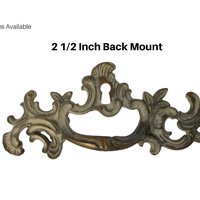 French Provencial Drawer Pulls, Heavy Brass, Ornate Scrolling Design, Back Mount, 2.5 Inch Back Mounting, Hardware Included, Multiples Avail