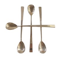 Mid Century Flatware Iced Tea Spoons, Bronze Nickel Brass, Modern Danish, Minimalist Silverware, Set of 4