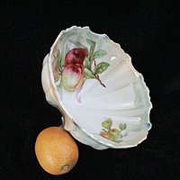 Large Fruit Bowl, Hand Painted, Fruit Design, Footed and Scalloped, Glossy Finish, Centerpiece, Antique Bowl, Wedding Gift
