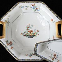 Antique Theodore Haviland Montreux China, Asparagus Celery Dish, and Serving Bowl, Limoges France, Completer Pieces, Basket, Wedding Gift