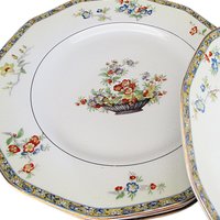 Theodore Haviland Montreux , Dessert Bread Plates, Set of 4, Limoges France, Replacement Completer Piece, Baskets, Gold Trim, 1920s