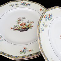 Theodore Haviland Montreux , Dessert Bread Plates, Set of 4, Limoges France, Replacement Completer Piece, Baskets, Gold Trim, 1920s