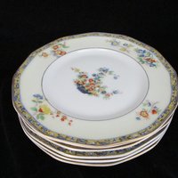 Theodore Haviland Montreux, Salad Plates, Set of 5, Limoges France, Replacement Completer Piece, Baskets, Gold Trim, 1920s