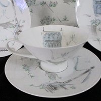 Rosenthal Plaza China, 5pc Place Setting, Artist Raymond Loewry, Selb Germany, City Plaza, Mid Century, Excellent Condition, 4 Available