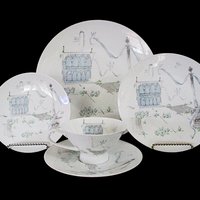 Rosenthal Plaza China, 5pc Place Setting, Artist Raymond Loewry, Selb Germany, City Plaza, Mid Century, Excellent Condition, 4 Available