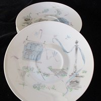 Rosenthal Plaza China, Saucers, Set of 4, Artist Raymond Loewry, Selb Germany, City Plaza, Mid Century, Excellent Condition