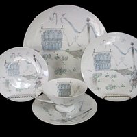 Rosenthal Plaza China, 5pc Place Setting, Artist Raymond Loewry, Selb Germany, City Plaza, Mid Century, Excellent Condition, 4 Available