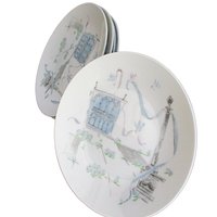 Rosenthal Plaza China, Dessert Bread Plates, Set of 5, Artist Raymond Loewry, Selb Germany, City Plaza, Mid Century, Excellent Condition