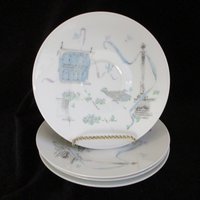 Rosenthal Plaza China, Saucers, Set of 4, Artist Raymond Loewry, Selb Germany, City Plaza, Mid Century, Excellent Condition