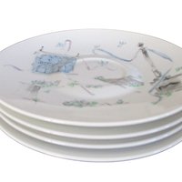 Rosenthal Plaza China, Saucers, Set of 4, Artist Raymond Loewry, Selb Germany, City Plaza, Mid Century, Excellent Condition