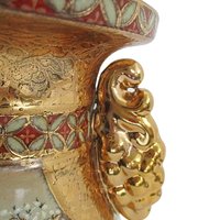 Japanese Vase, Heavy Gold Gilt, Hand Painted Urn, Asian Pheasant, Satsuma Pottery